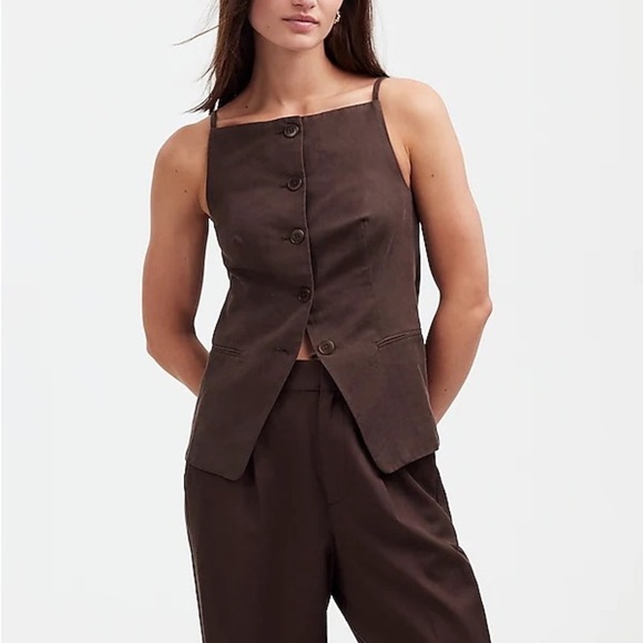 Miss Me Vintage Trending Longline Vest sz M (runs small) Brown Pinstripe - Picture 15 of 15